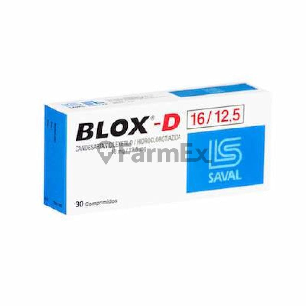 Blox-D Candesartan 16 mg/ Hidroclorotiazida 12,5 mg x 30 comprimidos Farmex-Pluxee-Persistente